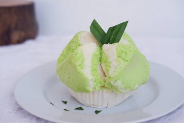 delicious pandan flavored cake as a background