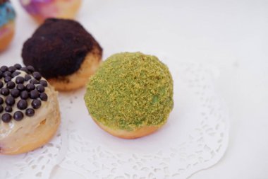 ball donuts with a delicious taste as a background