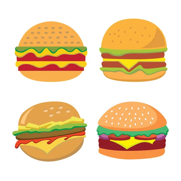 Ikony Hamburgeru Nastaveny Vektorová Ilustrace Ikon Hamburgerů — Stockový vektor