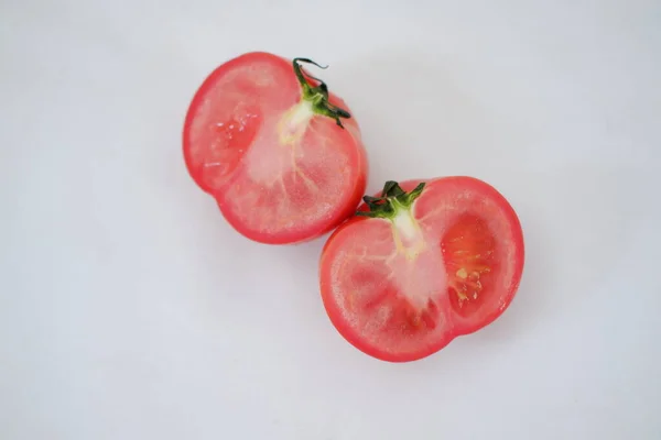 Tomates Sur Fond Blanc Tranches Tomates — Photo