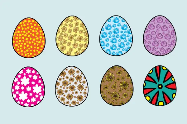 Çiçekli Paskalya Yumurtaları Tasarımınız Için Vektör Illüstrasyonu — Stok Vektör