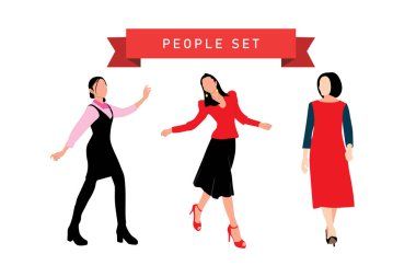 Farklı milletlerden ve kültürlerden insanlar düz bir şekilde. Vektör illüstrasyonu