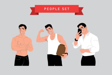 Gömlekli ve şortlu bir adamın vektör çizimi