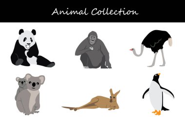 Hayvan koleksiyonu. Düz biçim vektör illüstrasyonu.