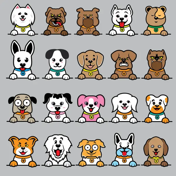 Sevimli köpek koleksiyonu. vektör illüstrasyonu