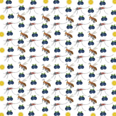 Sivrisinekler, arka planda meyveli arılar