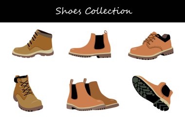 shoes collection in different poses. Vector illustration. clipart