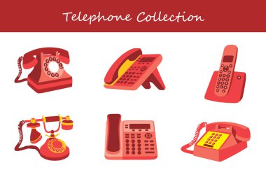 Telefon koleksiyonu farklı pozlarda. Vektör illüstrasyonu.
