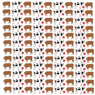 inek, boğa ve arkaplan olarak meyve