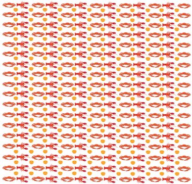 crab, lobster with fruit as a pattern background clipart