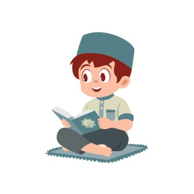 Kur 'an öğrenen şirin İslami Çocuk.