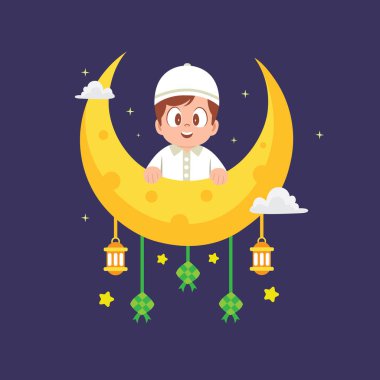 Mutlu Çocuk Hilal Aylı Bayrama Hoş Geldi