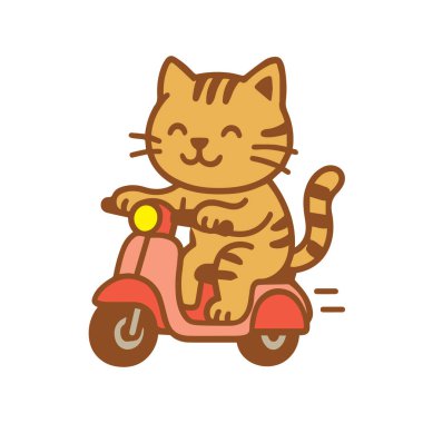 Mutlu Çizgi Film Kedisi Pembe Scooter 'da