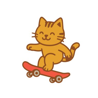 Kedi kaykayı ve güneşli bir günün tadını çıkarın.