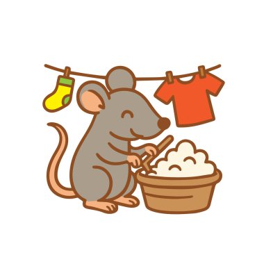 Bir Şirin Çizgi Fare Çamaşır Yapıyor