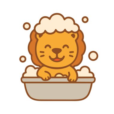 Tatlı Çizgi Film Aslanı Köpük Banyosunun Tadını Çıkartıyor