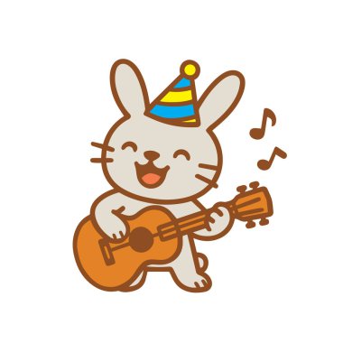 Mutlu Çizgi Film Tavşanı Partide Gitar Çalıyor