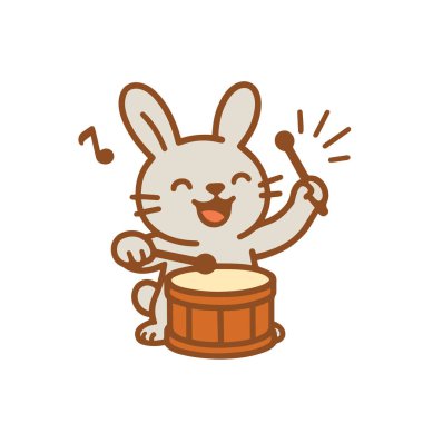 Neşeli Çizgi Film Tavşanı Davul Çalıyor