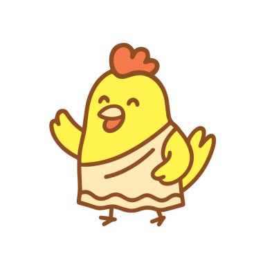 Mutlu Çizgi Film Tavuğu Antik Yunan Giysileri Giyer