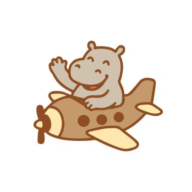 Kahverengi bir uçağı kullanan Mutlu Su Aygırı