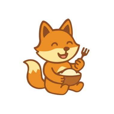 Mutlu Tilki Çizgi Filmi Bir Kaseden Yemek