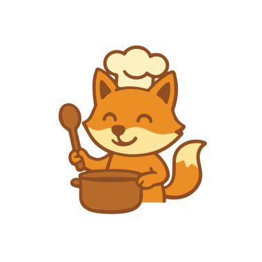 Şirin çizgi film şefi yemek yapıyor.