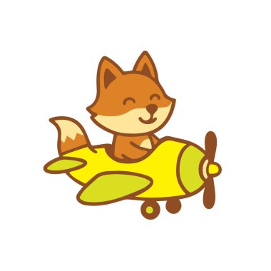 Sarı uçaktaki şirin çizgi film tilkisi.