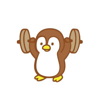 Sevimli Çizgi Film Pengueni Ağırlık Kaldırıyor