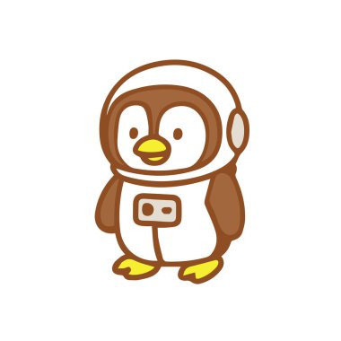 Bir Şirin Astronot Penguen Çizgi Filmi Çizimi