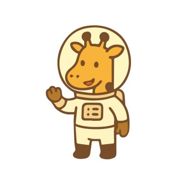 Astronot Zürafa Dalgalanan Uzayda Merhaba