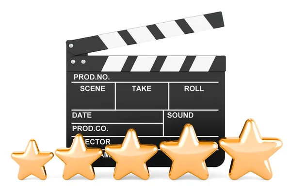Classificação Filme Quadro Palmas Com Conceito Cinco Estrelas Renderização Isolada — Fotografia de Stock