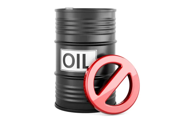 Ölfass Mit Verbotenem Symbol Darstellung Isoliert Auf Weißem Hintergrund — Stockfoto
