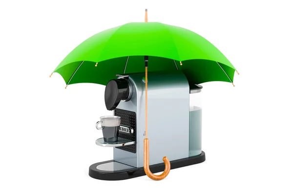 Şemsiye Altında Kahve Makinesi Beyaz Arkaplanda Boyutlu Görüntüleme — Stok fotoğraf