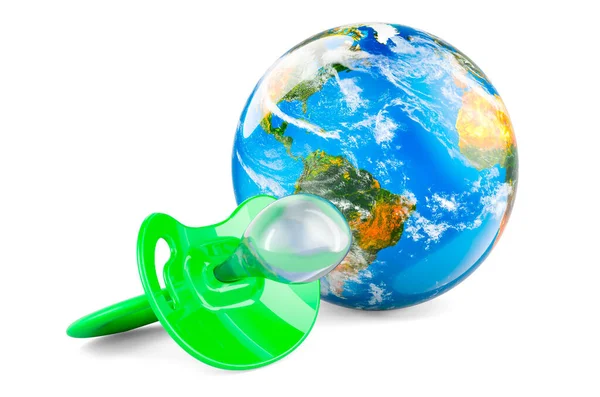 地球の球との平和化 地球の概念上の人々の人口と出生率 白い背景に隔離された3Dレンダリング — ストック写真