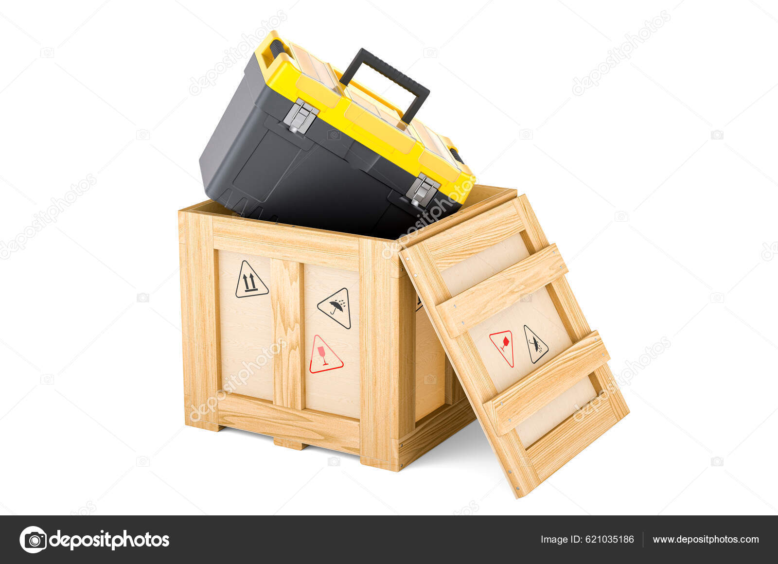 Plastic Toolbox Wooden Box Delivery Concept Rendering Isolated White  Background Stock Illustration by ©natatravel #621035186