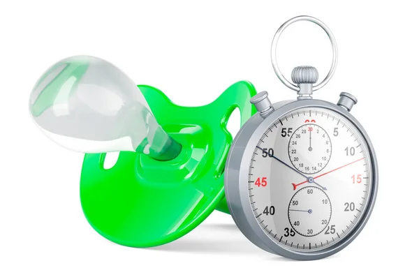 Baby Pacifier Stopwatch Rendering Isolated White Background — Stock Photo, Image