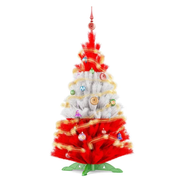 Austrian Flag Painted Christmas Tree Rendering Isolated White Background — Stock Photo, Image