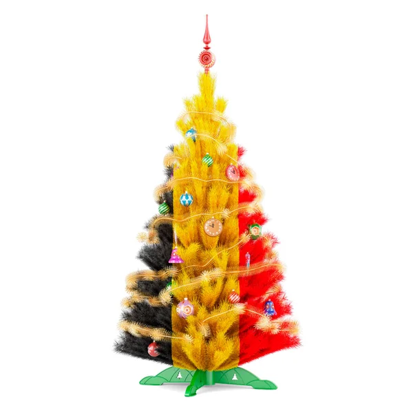 Noel Ağacının Üzerine Belçika Bayrağı Çizilmiş Boyutlu Görüntüler Beyaz Grupta — Stok fotoğraf