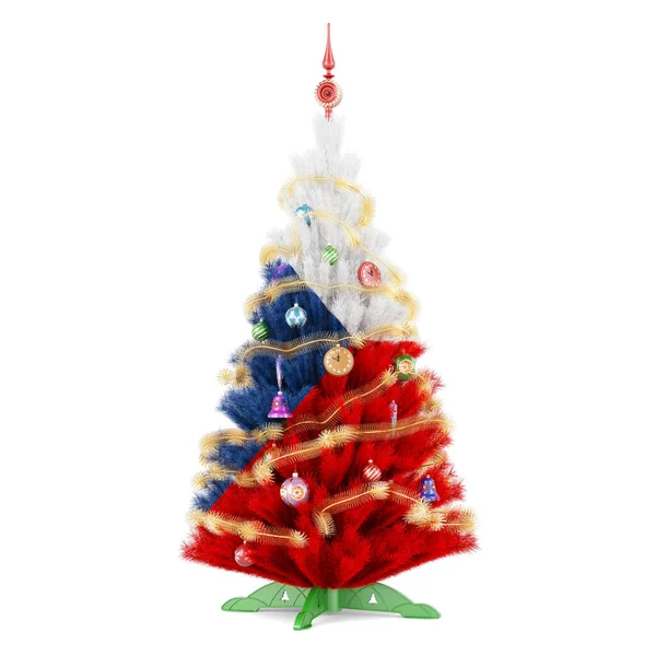 圣诞树上画着捷克国旗 3D渲染白色背景下的隔离 — 图库照片