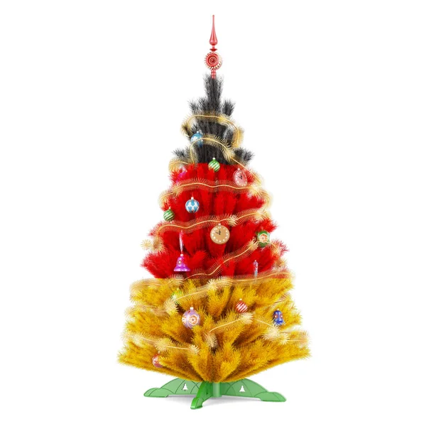German Flag Painted Christmas Tree Rendering Isolated White Background — Stock Photo, Image