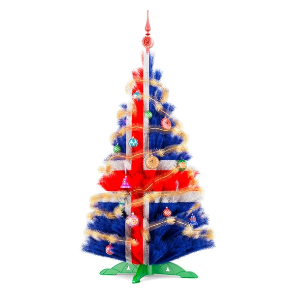 Bandera Islandesa Pintada Árbol Navidad Representación Aislada Sobre Fondo Blanco — Foto de Stock