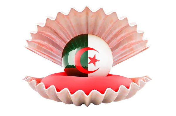 Viaggiare Algeria Concetto Perla Con Bandiera Algerina All Interno Della — Foto Stock