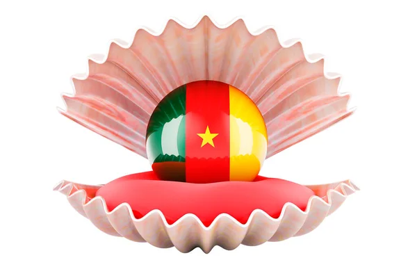 카메룬 껍데기 카메룬 국기가 배경에 렌더링 — 스톡 사진