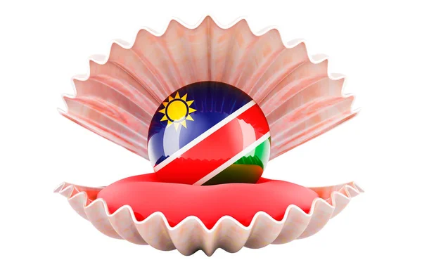 Подорож Намібії Концепція Pearl Namibian Flag Seashell Рендеринг Ізольований Білій — стокове фото