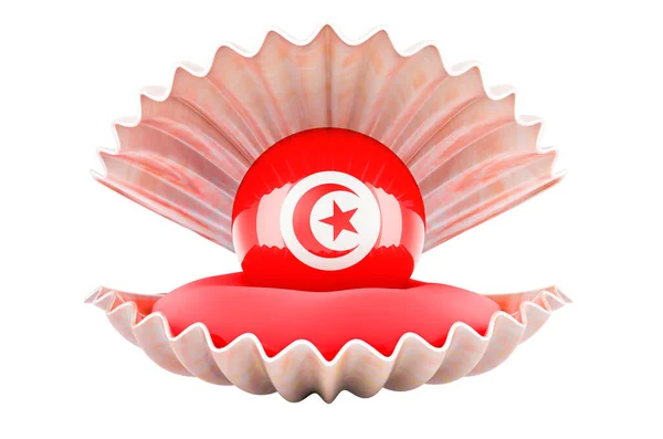 Viaggiare Tunisia Concetto Perla Con Bandiera Tunisina All Interno Della — Foto Stock
