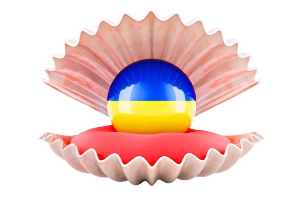 Viaggiare Ucraina Concetto Perla Con Bandiera Ucraina All Interno Della — Foto Stock