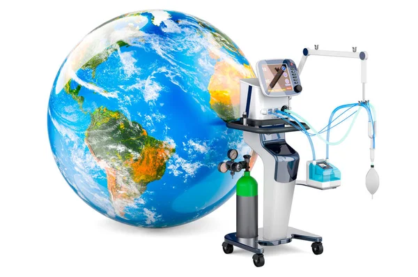 集中治療室 Icu Earth Globe Rending Islated White Background — ストック写真