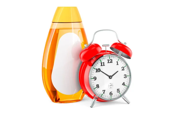 Shampoo Bottle Alarm Clock Rendering Isolated White Backgroun — Photo