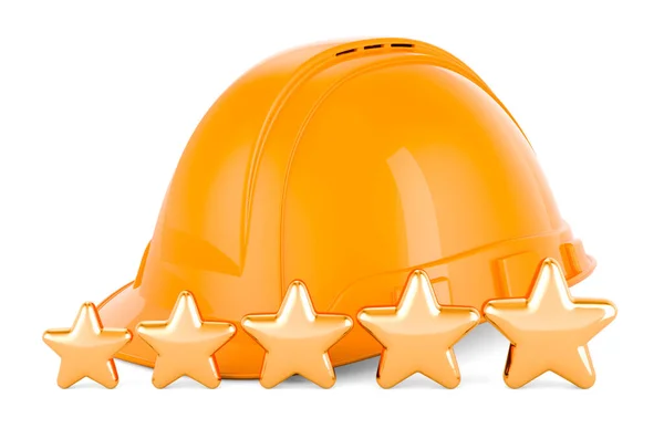 Construction Orange Hard Hat Five Golden Stars Rendering Isolated White — Stock Fotó