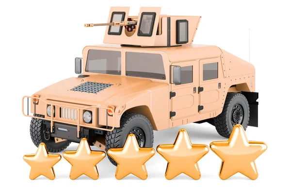High Mobility Multipurpose Wheeled Vehicle Five Golden Stars Rendering Isolated —  Fotos de Stock
